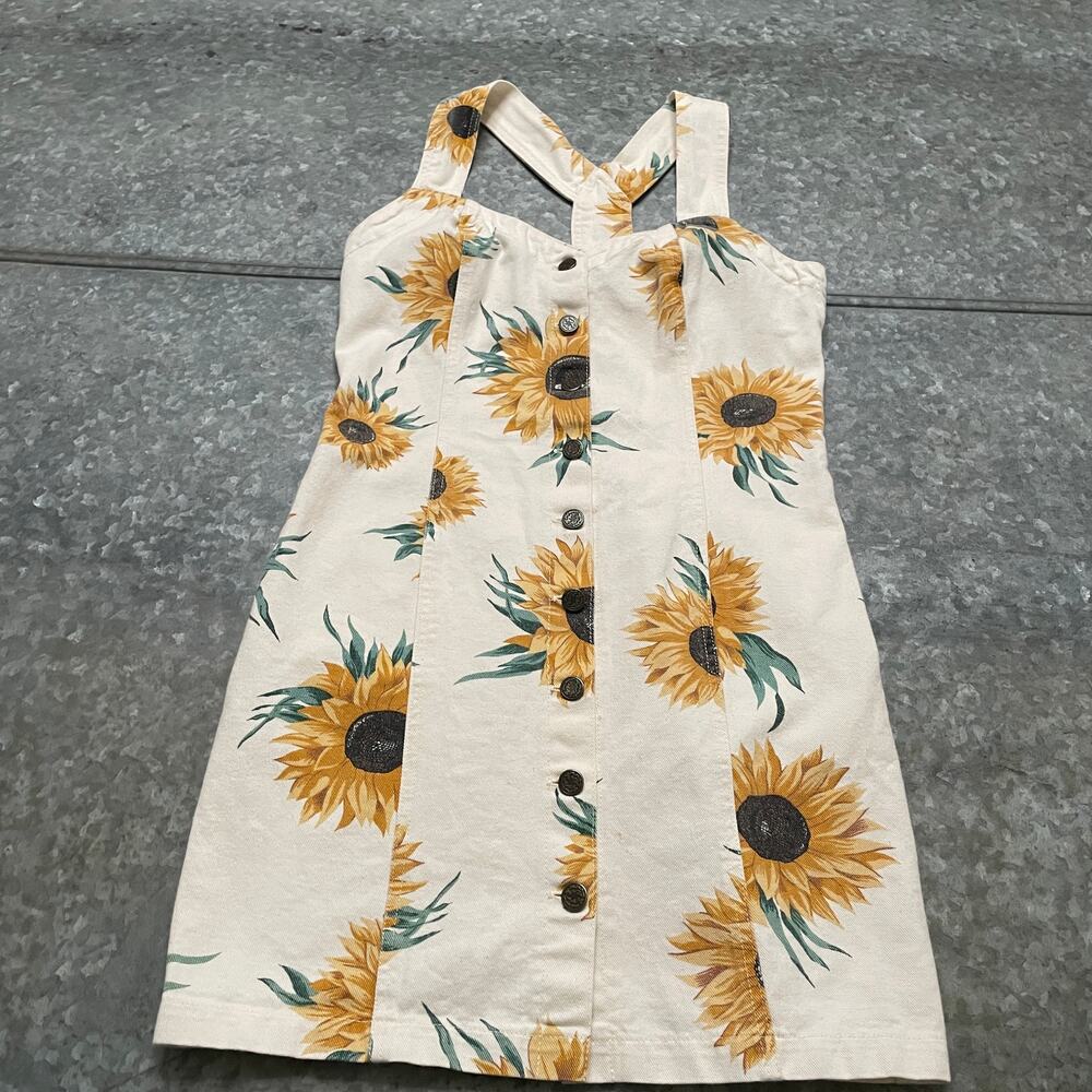 Vintage California Concepts Sunflower Denim Dress Womens S/M 11 Jean Overalls